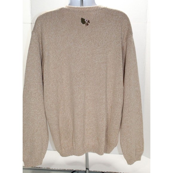 Vtg. Triona Design Women's XXL Knit Sweater Tan Embroiled LS 100% Cotton Ireland - Picture 3 of 12